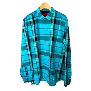 ALFANI SLIM FIT PLAID LONG SLEEVE SHIRT XL